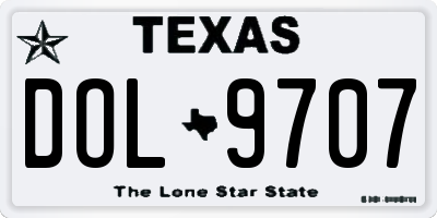 TX license plate DOL9707