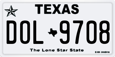 TX license plate DOL9708