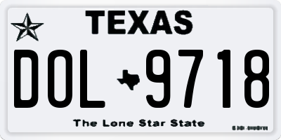 TX license plate DOL9718
