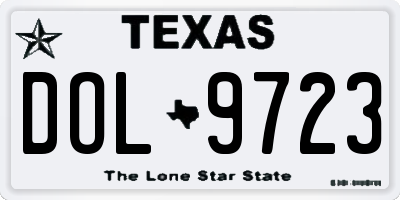 TX license plate DOL9723