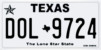 TX license plate DOL9724
