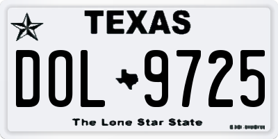 TX license plate DOL9725