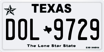 TX license plate DOL9729