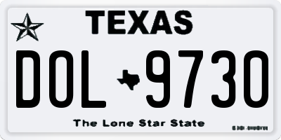 TX license plate DOL9730