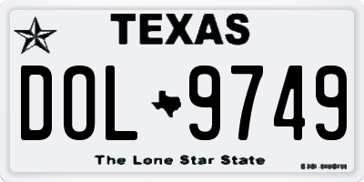 TX license plate DOL9749