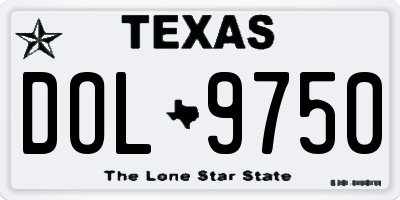 TX license plate DOL9750