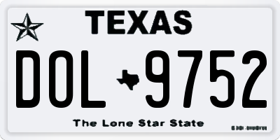 TX license plate DOL9752