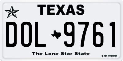 TX license plate DOL9761