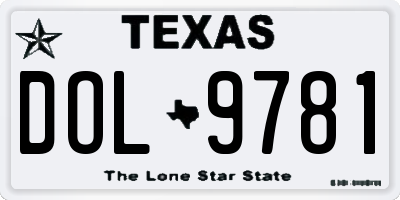 TX license plate DOL9781
