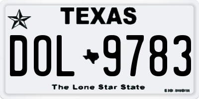 TX license plate DOL9783
