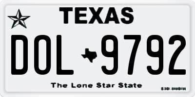 TX license plate DOL9792