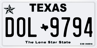 TX license plate DOL9794