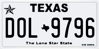 TX license plate DOL9796