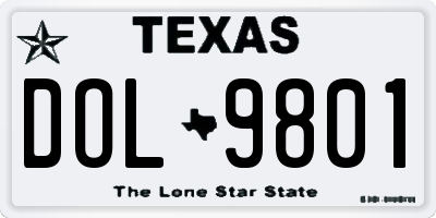 TX license plate DOL9801