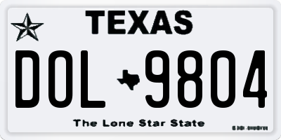 TX license plate DOL9804