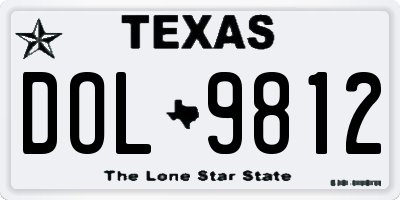 TX license plate DOL9812