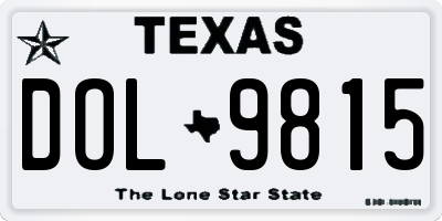 TX license plate DOL9815
