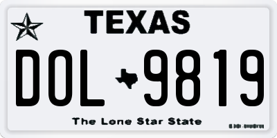 TX license plate DOL9819