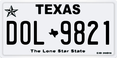 TX license plate DOL9821