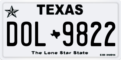 TX license plate DOL9822