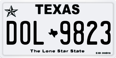 TX license plate DOL9823