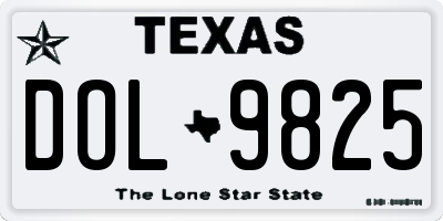TX license plate DOL9825