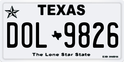 TX license plate DOL9826
