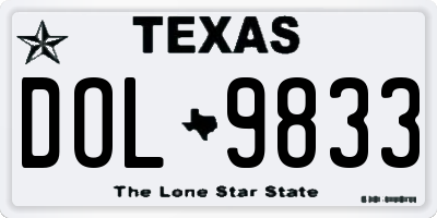 TX license plate DOL9833