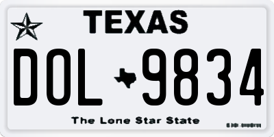 TX license plate DOL9834