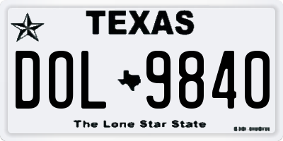 TX license plate DOL9840
