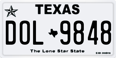 TX license plate DOL9848