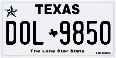 TX license plate DOL9850