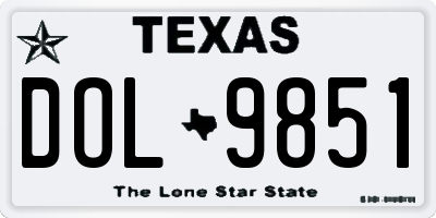TX license plate DOL9851
