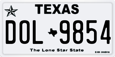 TX license plate DOL9854