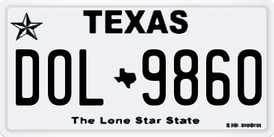 TX license plate DOL9860