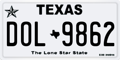 TX license plate DOL9862