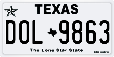 TX license plate DOL9863