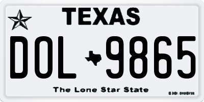 TX license plate DOL9865