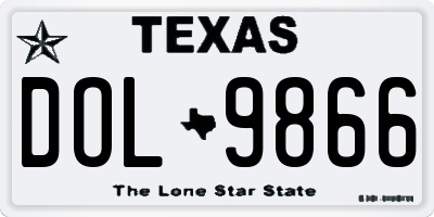 TX license plate DOL9866