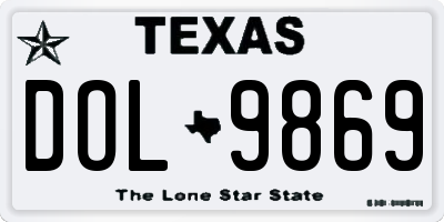 TX license plate DOL9869