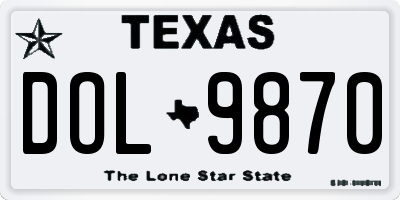 TX license plate DOL9870