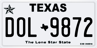 TX license plate DOL9872