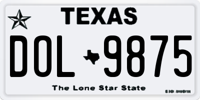 TX license plate DOL9875