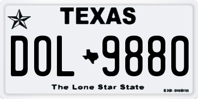 TX license plate DOL9880