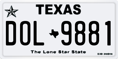 TX license plate DOL9881