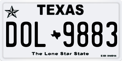 TX license plate DOL9883