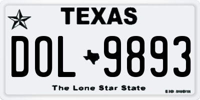 TX license plate DOL9893