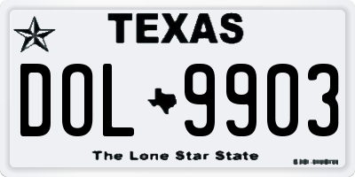 TX license plate DOL9903