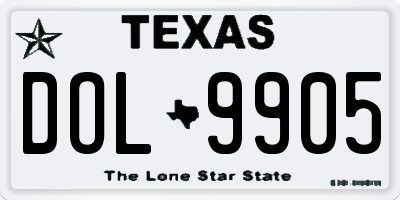 TX license plate DOL9905