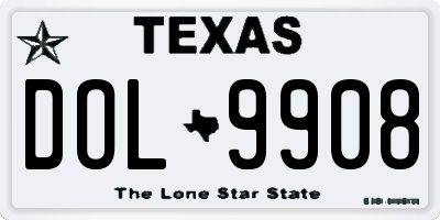 TX license plate DOL9908